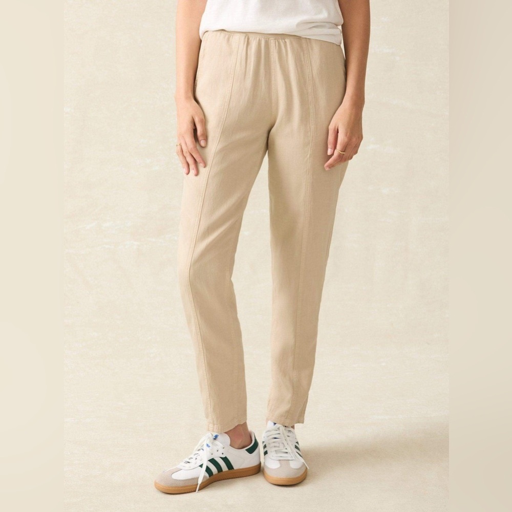 Faherty Arlie Linen Blend Tapered Leg Pull On Pants Size Small